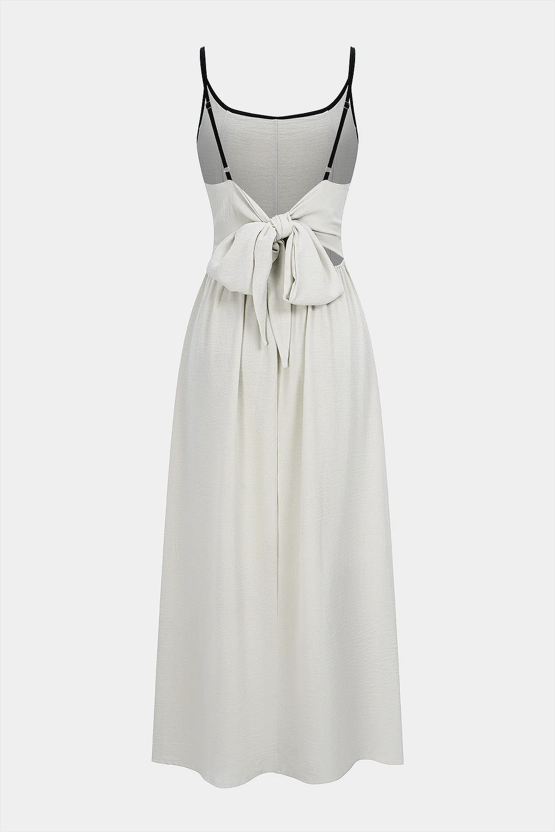 Contrast Tie-Back Backless Slip Sleeveless Maxi Dress - Weenar