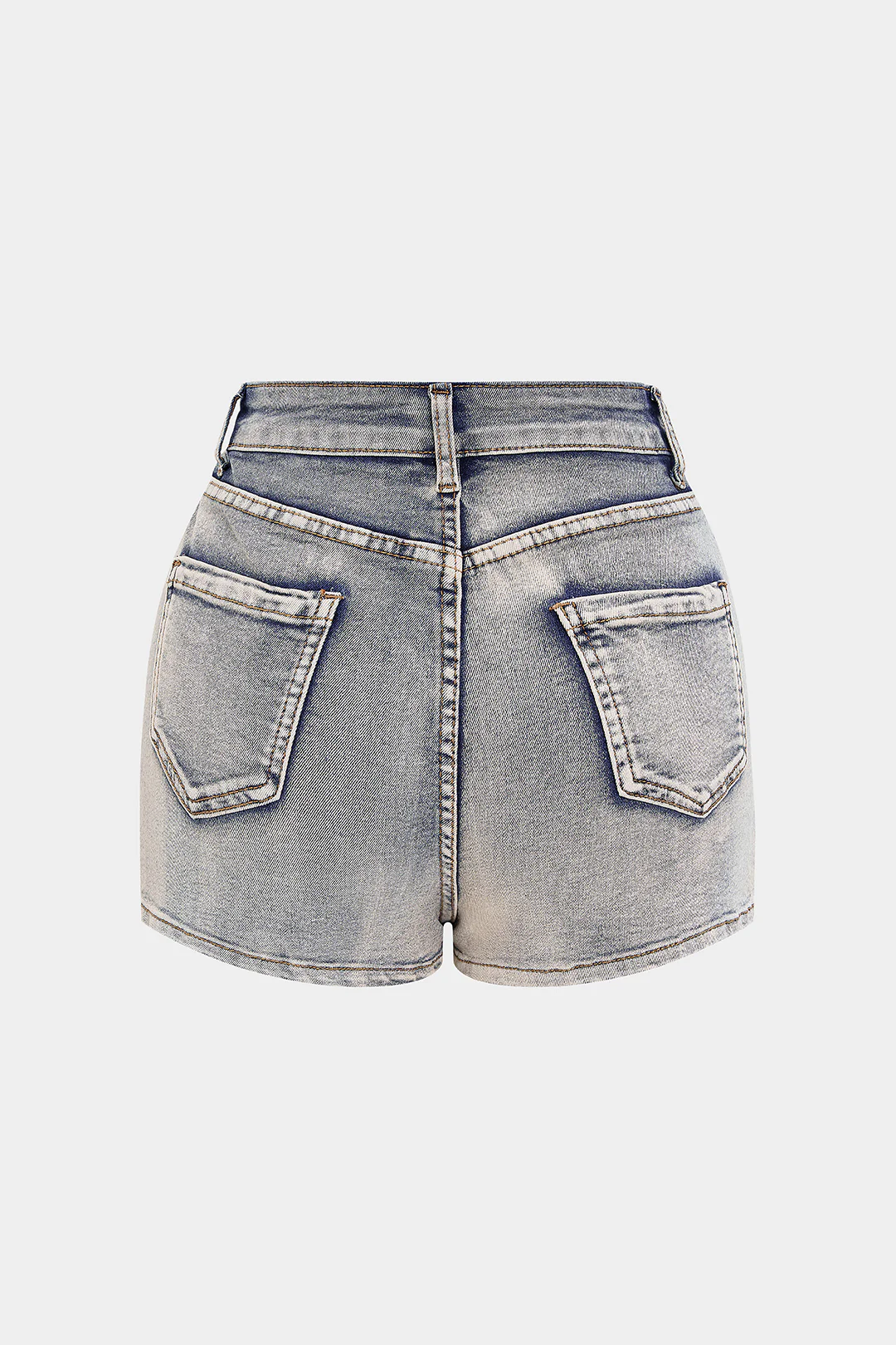 Denim Zipper Patchwork Washed Skirt - Weenar