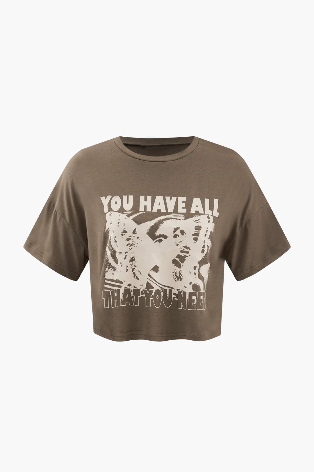 Letter Print Round Neck Short Sleeve T-Shirt - Weenar