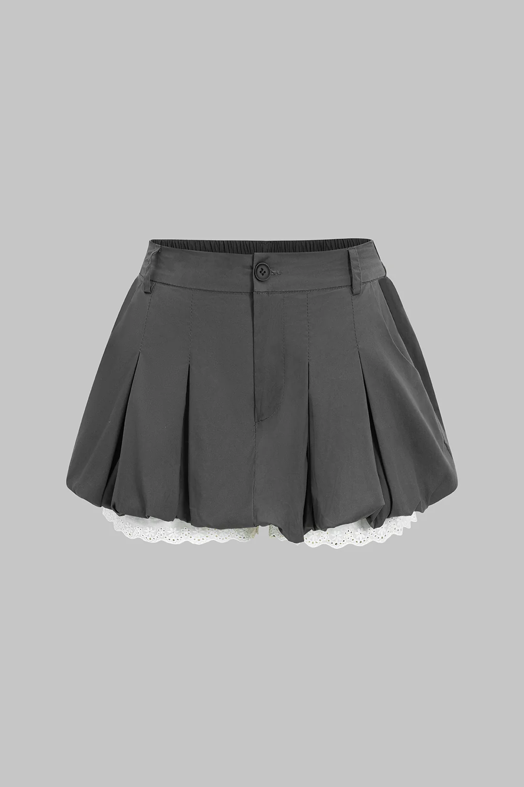 Lace Trim Ruched Low Waist Skort - Weenar