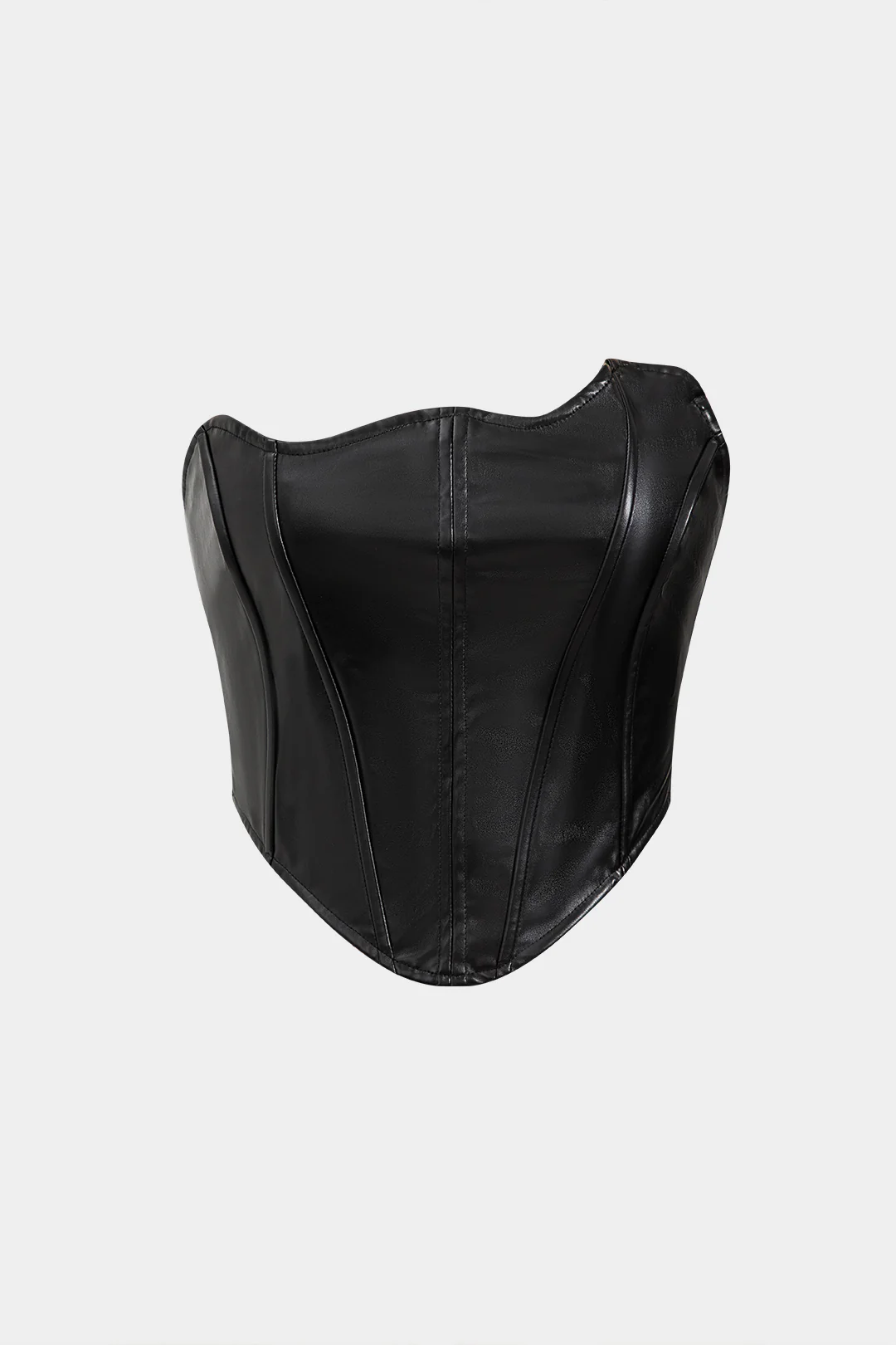 Faux Leather Asymmetrical Zipper Tube Top - Weenar