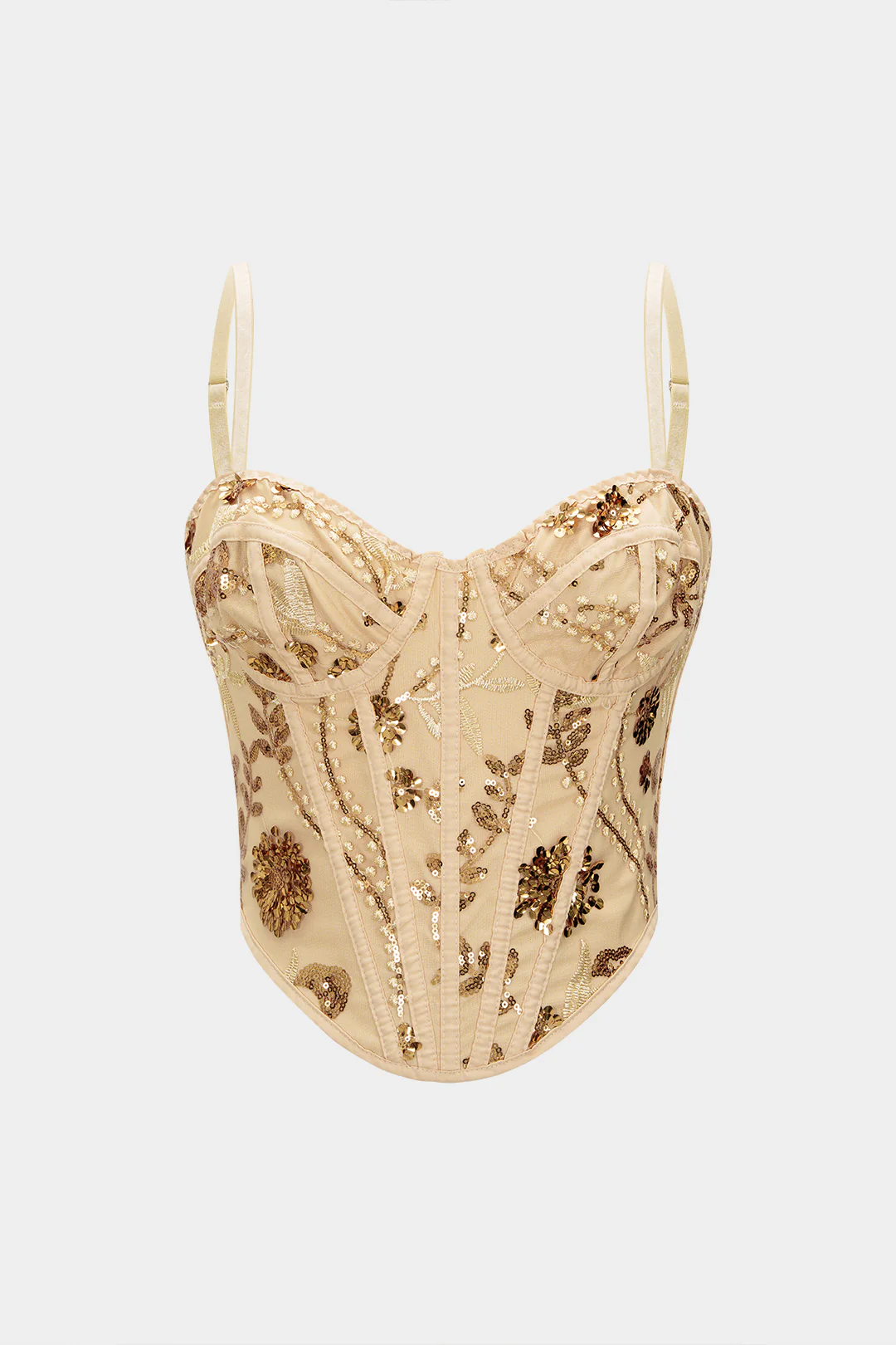 Mesh Patchwork Sequin Embroidery Tie-Up Cami Top - Weenar
