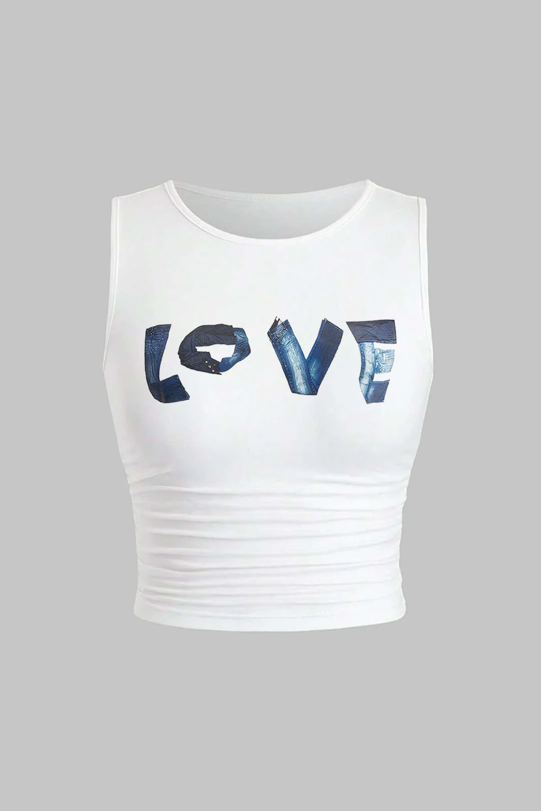 Plus Size Letter Print Ruched Tank Top - Weenar