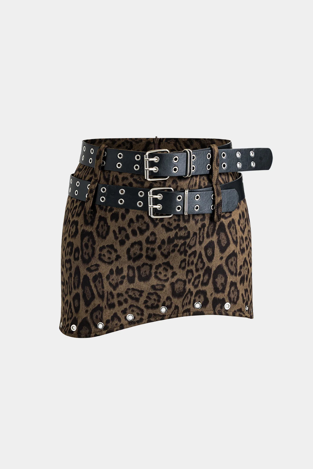 Suede Double Waist Belt Decor Skirt - Weenar