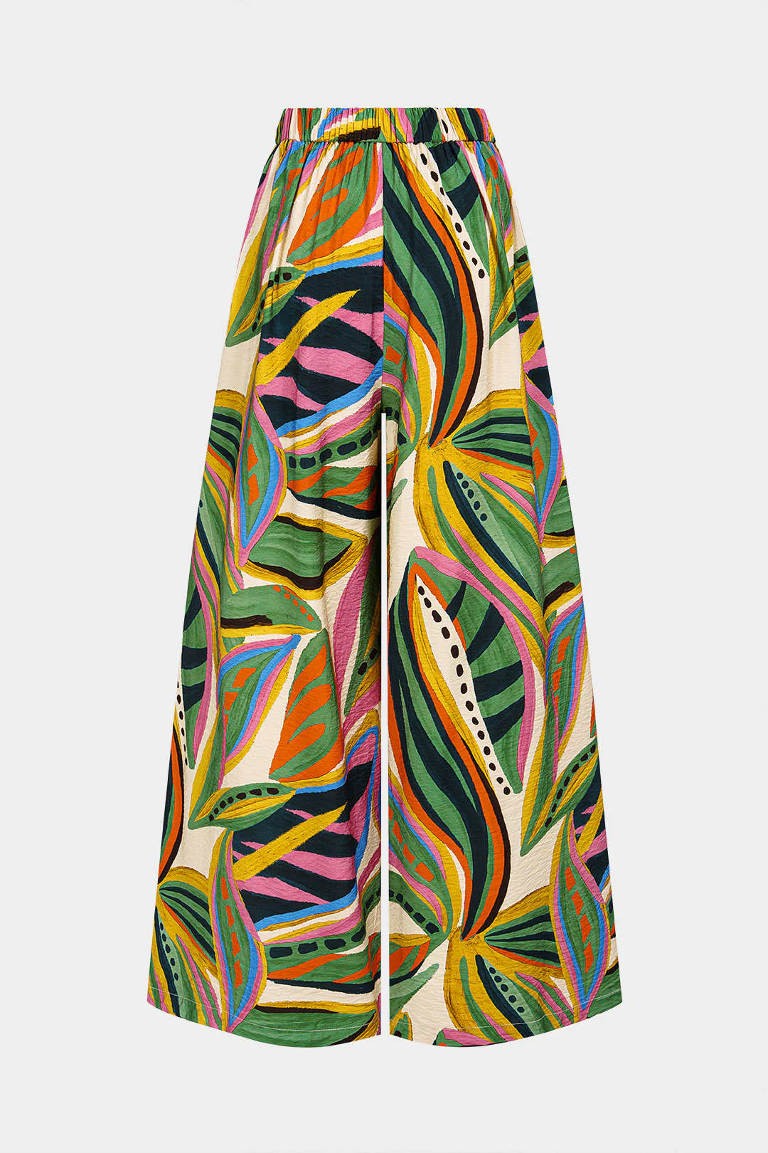 Leaves Contrast Print Wide Leg Pants - Weenar