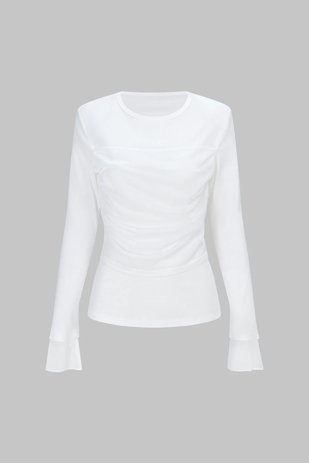 Round Neck Ruched Long-Sleeve Top - Weenar