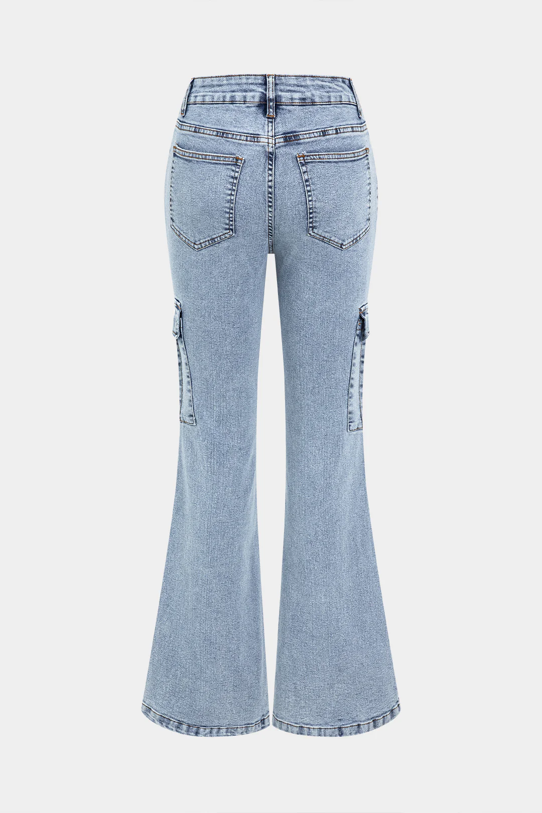 Denim High Waist Pocket Flared Jeans - Weenar