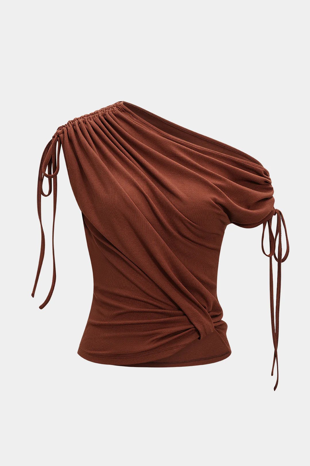 Ruched Asymmetrical Tie-Up Short Sleeve T-Shirt - Weenar