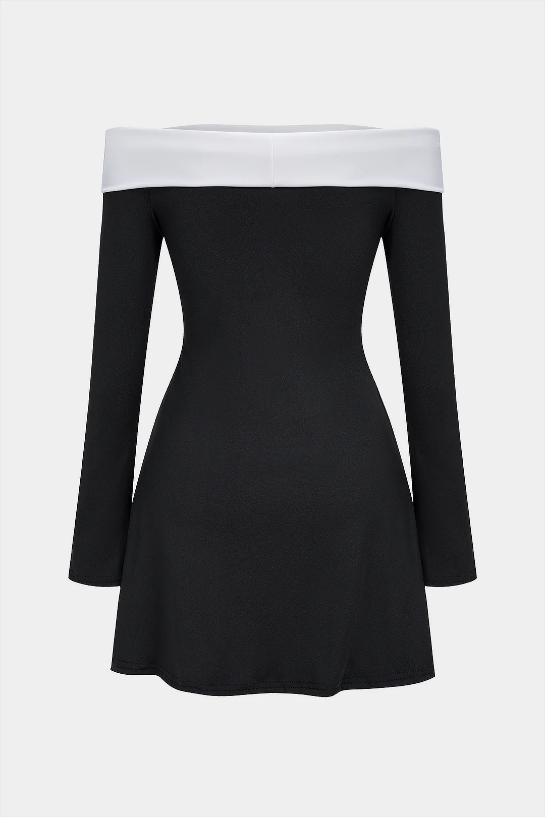 Off Shoulder Bell Long Sleeve Mini Dress - Weenar