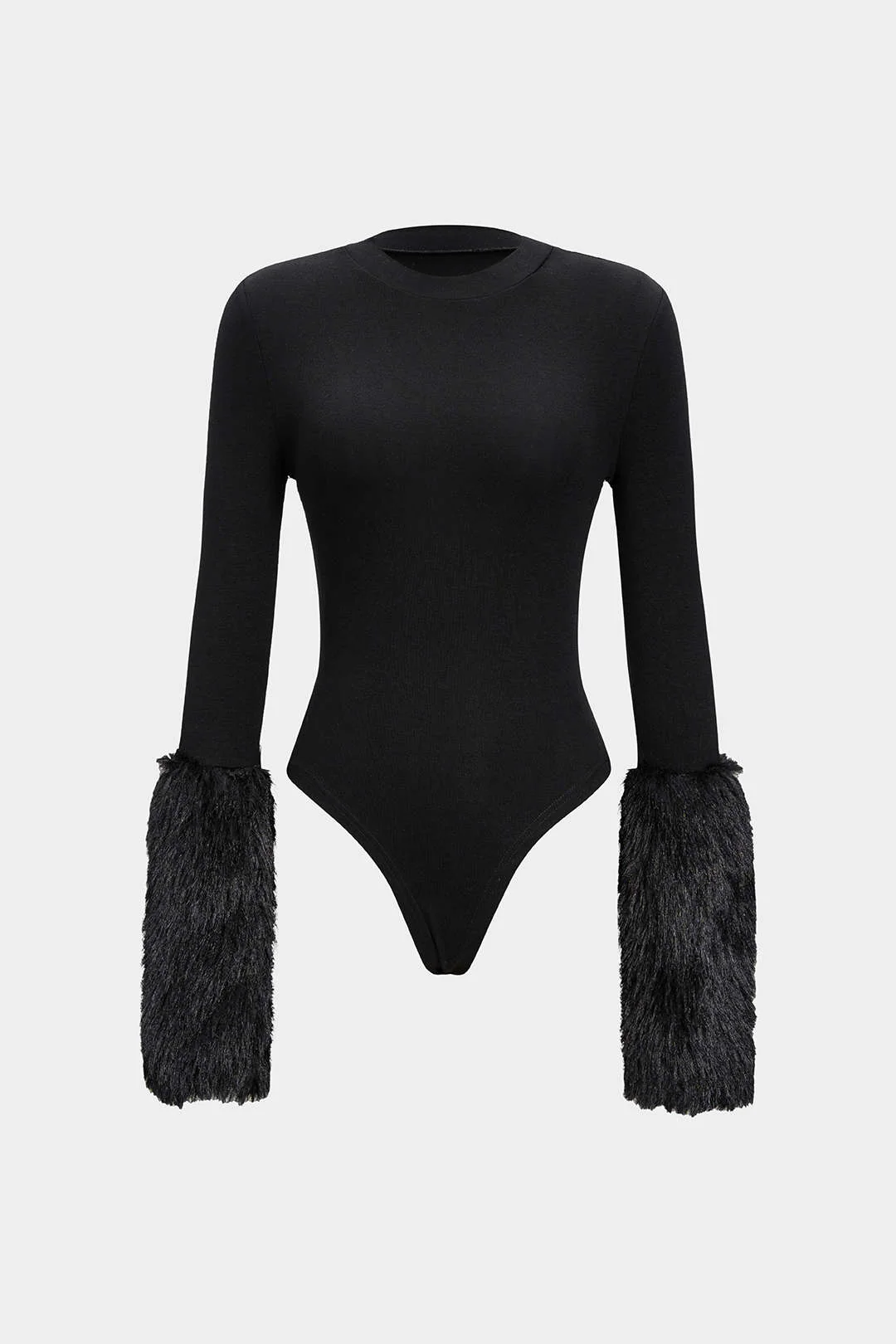 Patchwork Fur Long Sleeve Bodysuit - Weenar
