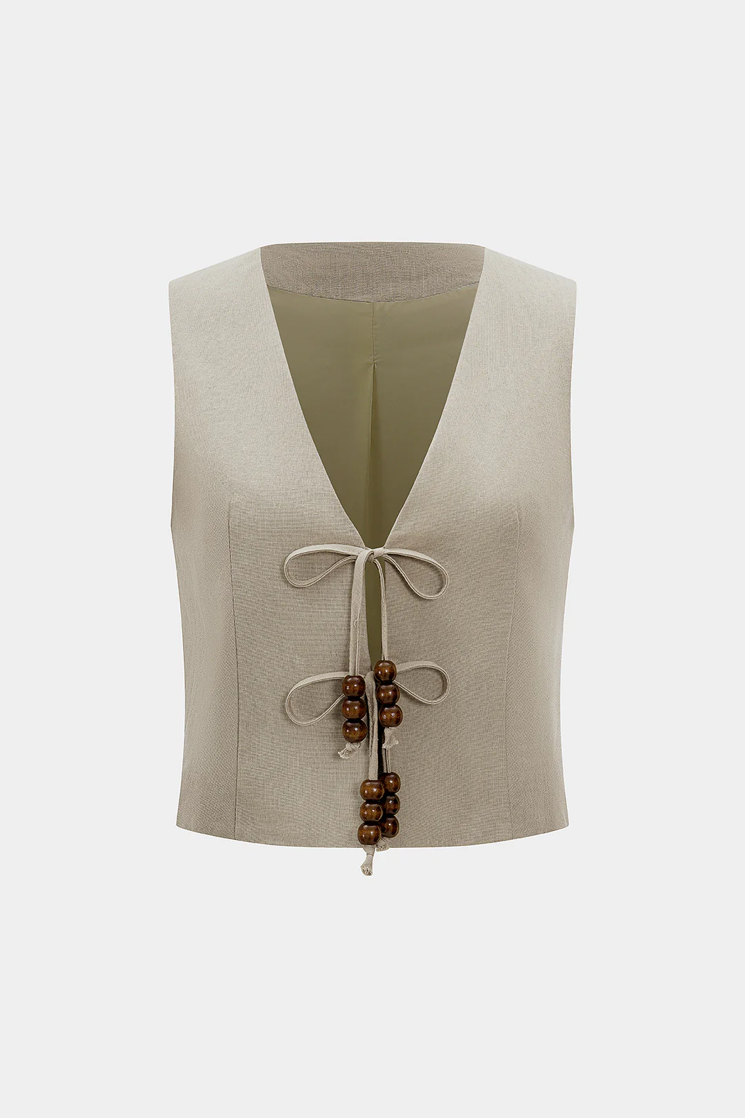 Linen V-Neck Bow Vest - Weenar