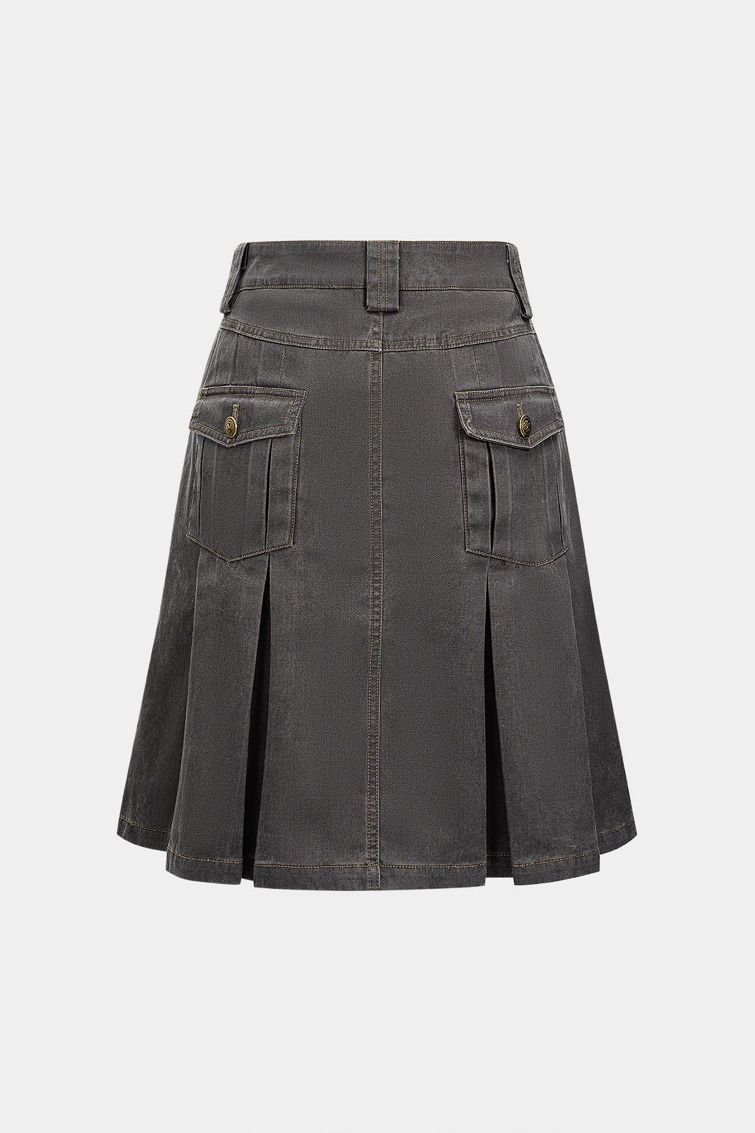Button Pocket Pleated Skirt - Weenar