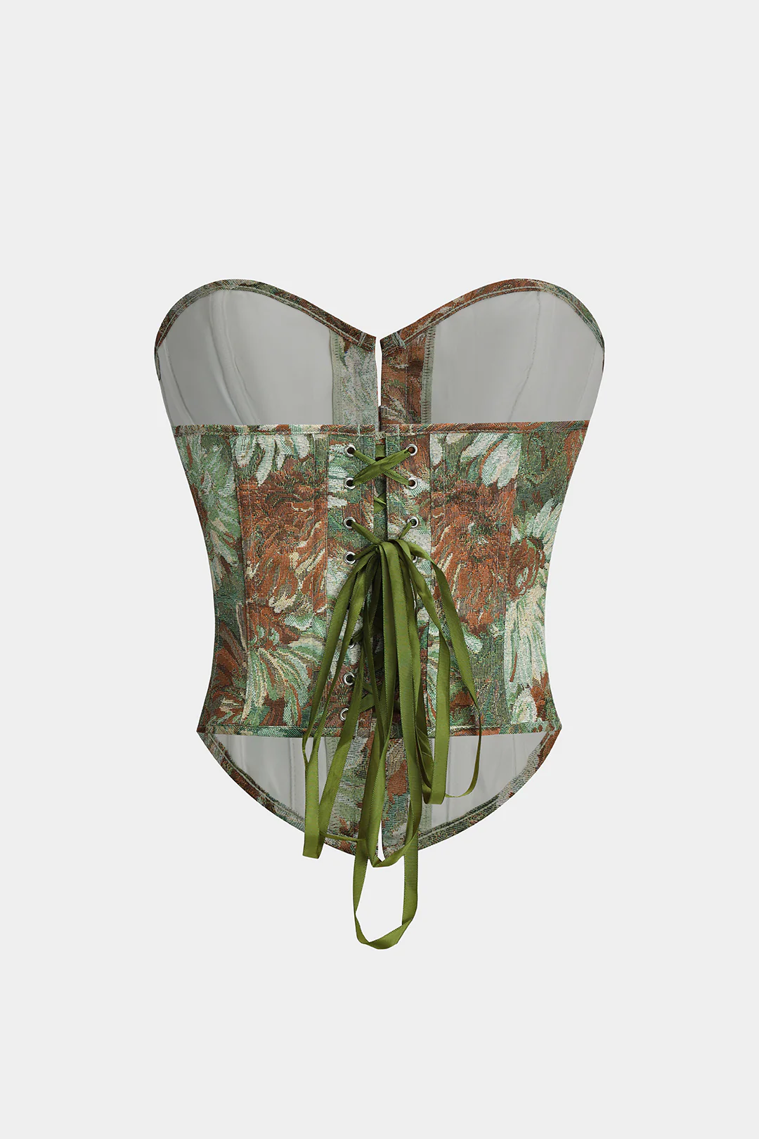 Floral Print Strapless Tie Back Corset Tube Top - Weenar