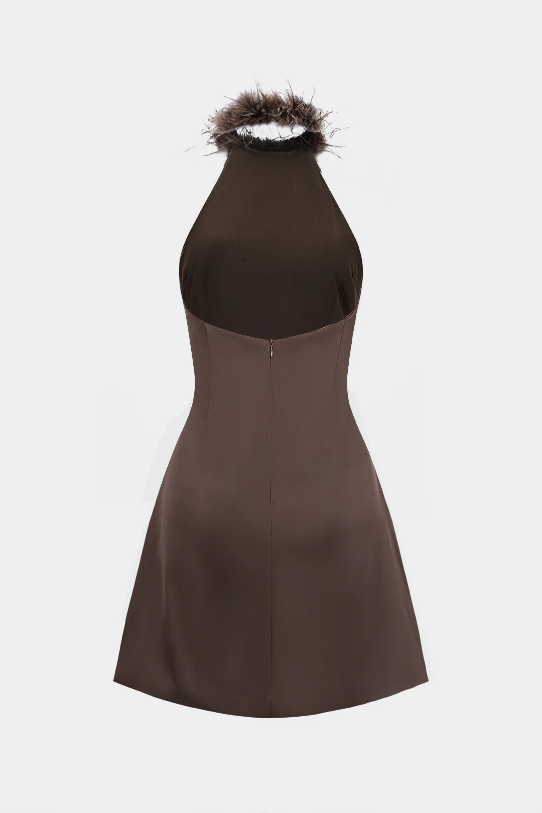 Patchwork Satin Halter Neck Sleeveless Mini Dress - Weenar