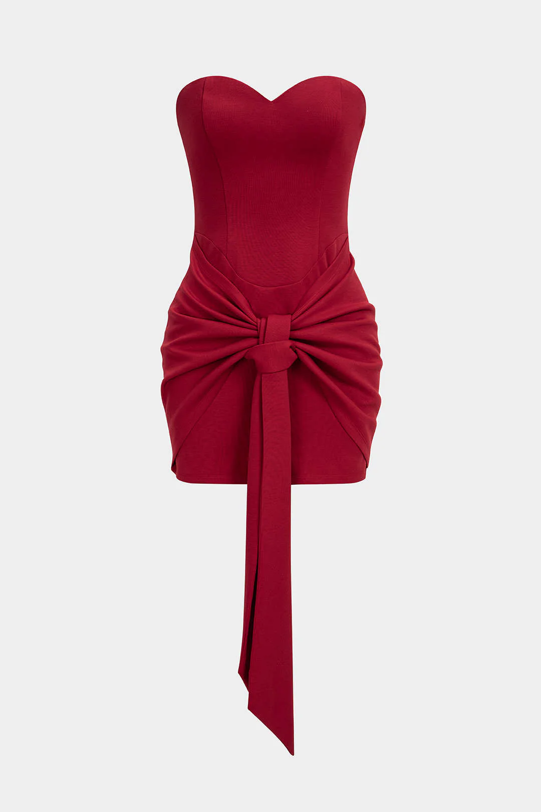 Knotted Strapless Sleeveless Mini Dress - Weenar