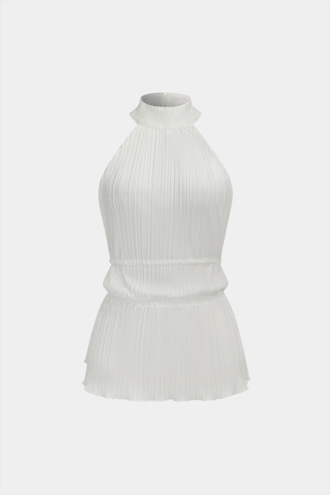 Stripes Backless Round Neck Sleeveless Top And High Waist Pants Set - Weenar