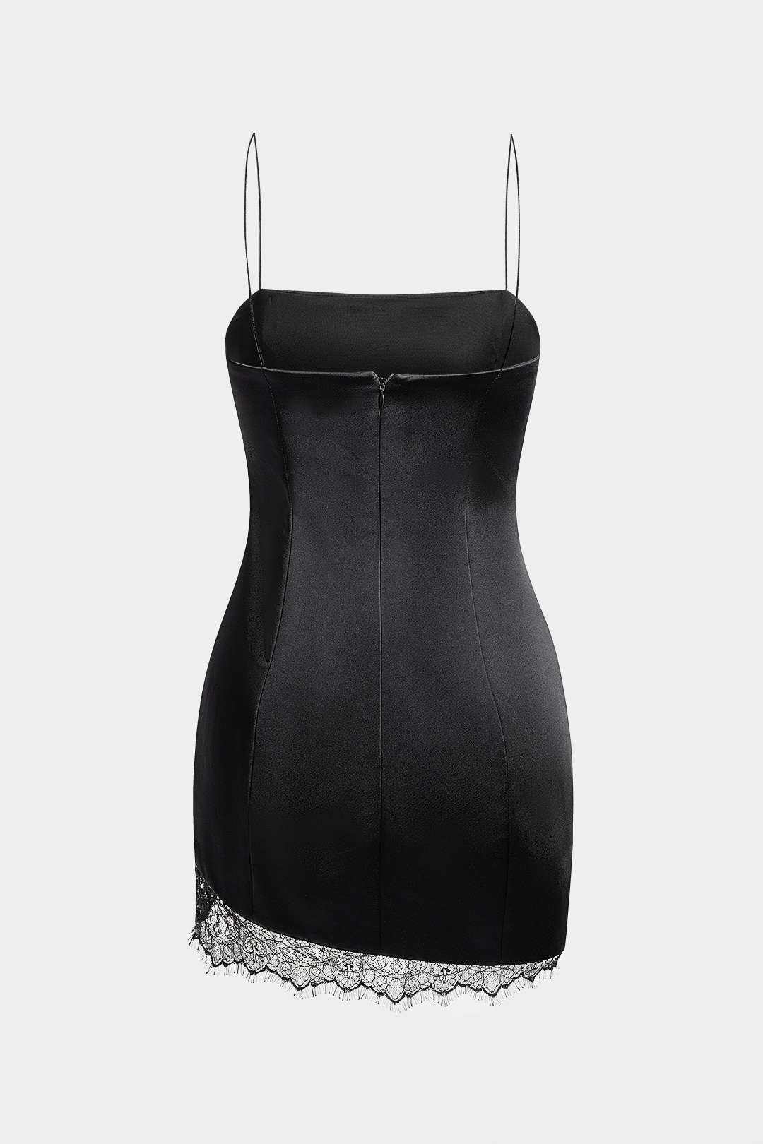 Satin Lace Patchwork  Asymmetrical Hem Sleeveless Mini Dress - Weenar