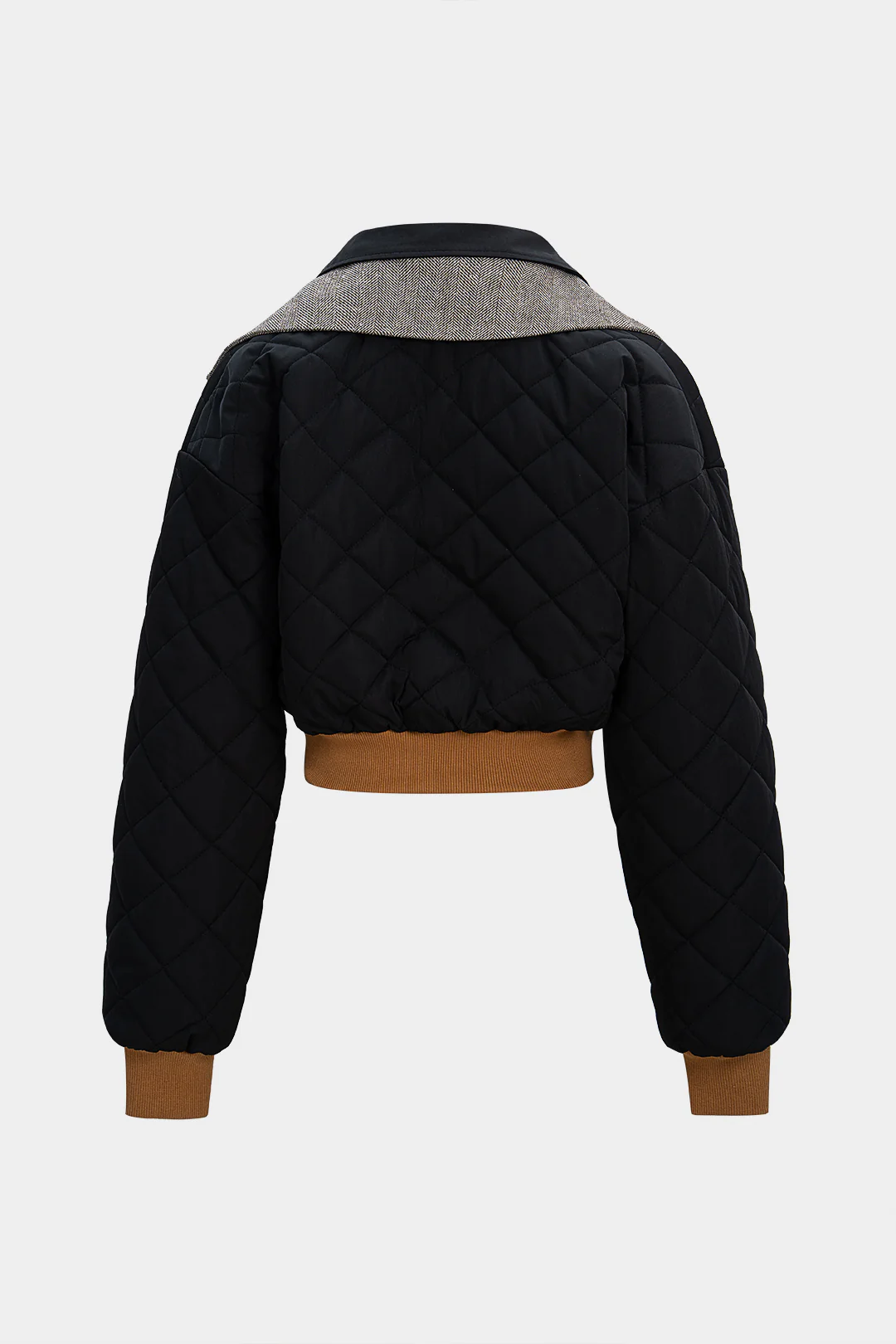 Notched Lapel Patchwork Stitching Detail Puffer - Weenar