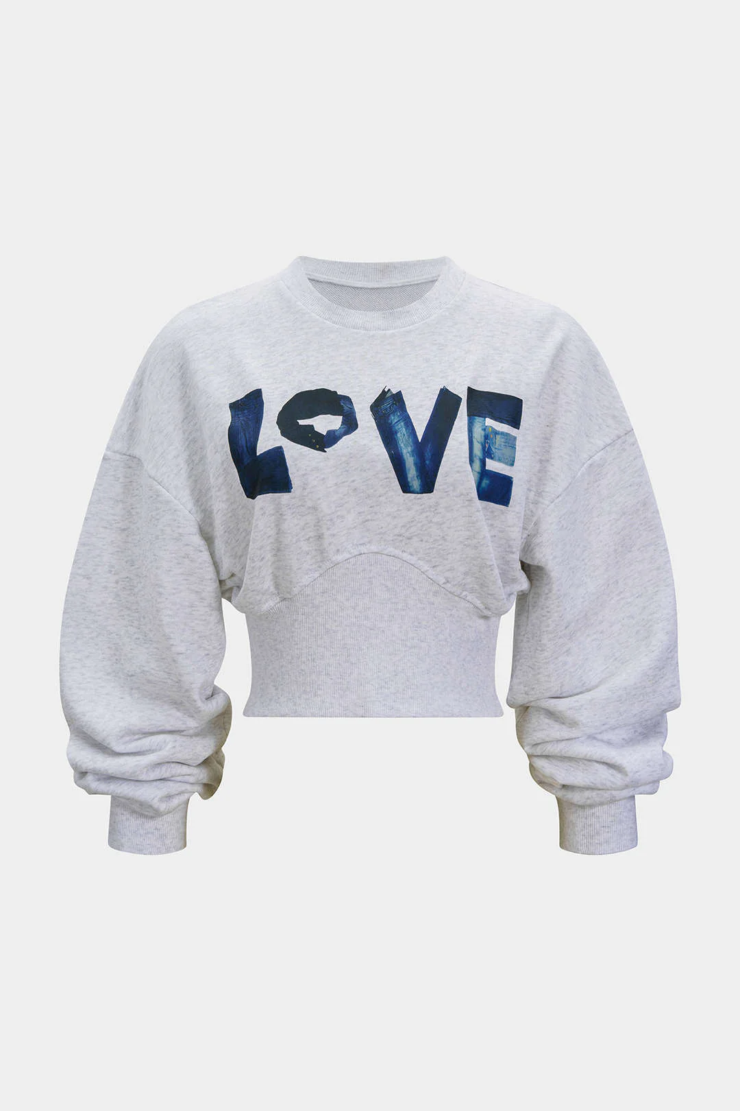 Letter Print  Round Neck Long Sleeve Sweatshirt - Weenar