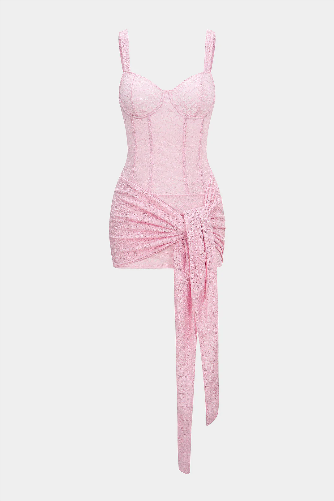 Lace Patchwork Strappy Corset Sleeveless Mini Dress - Weenar