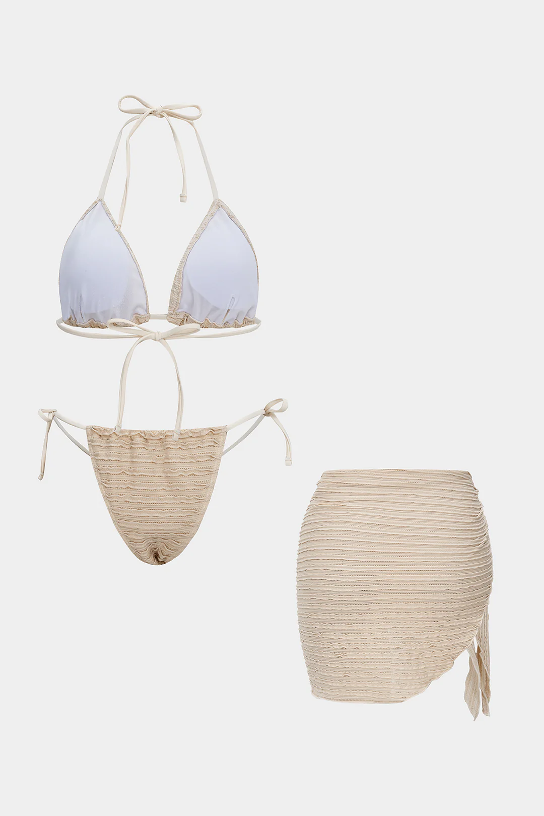 Textured Halter Tie-Up Bikini Set - Weenar