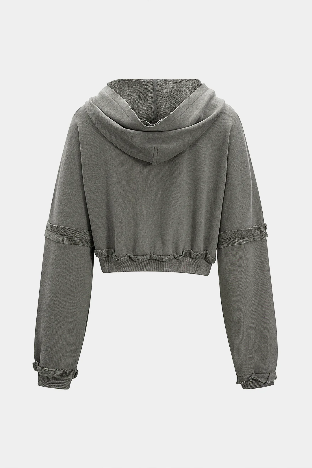 Hooded Frayed Long Sleeve Sweatshirt - Weenar