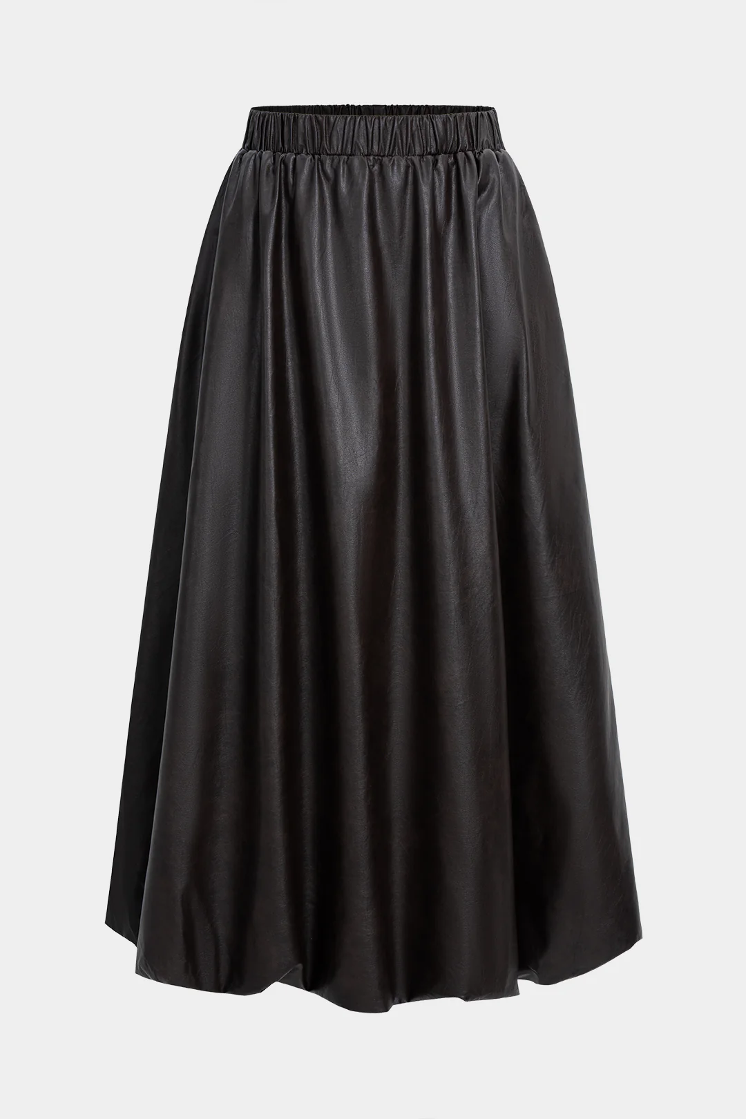 Faux Leather Ruched High Waist Skirt - Weenar