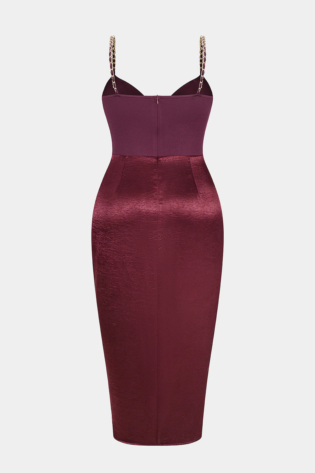 Plus Size Satin Patchwork Chain Slip Sleeveless Maxi Dress - Weenar
