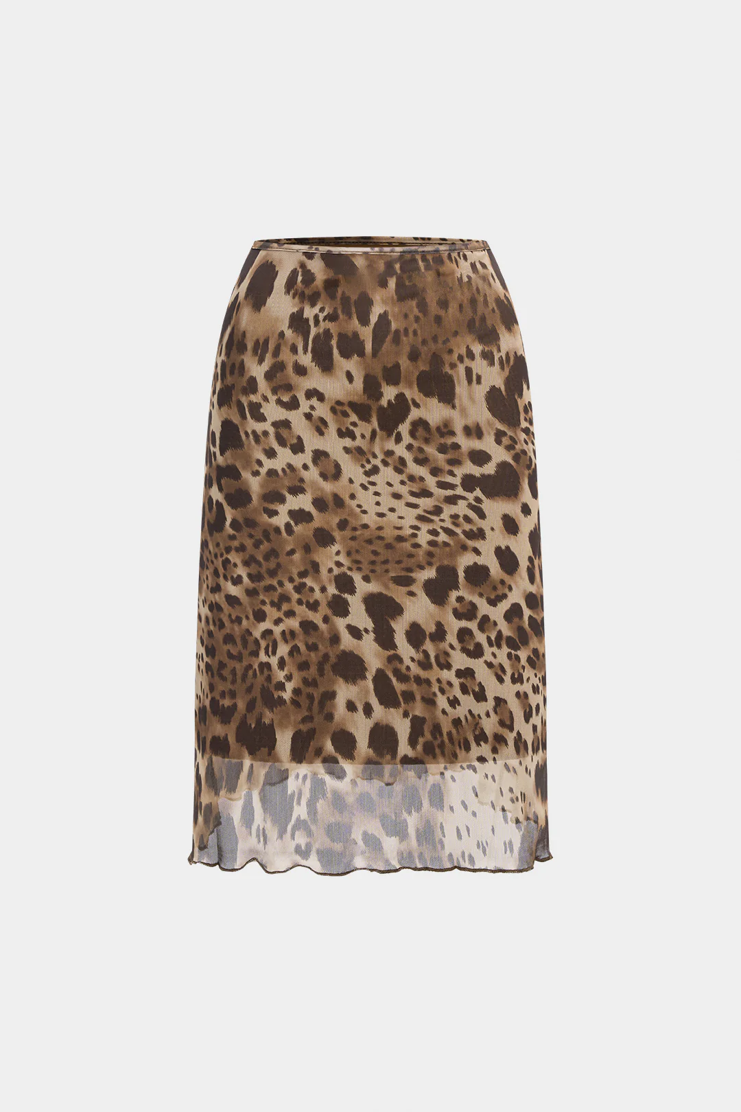 Leopard Print Mesh High Waist Skirt - Weenar