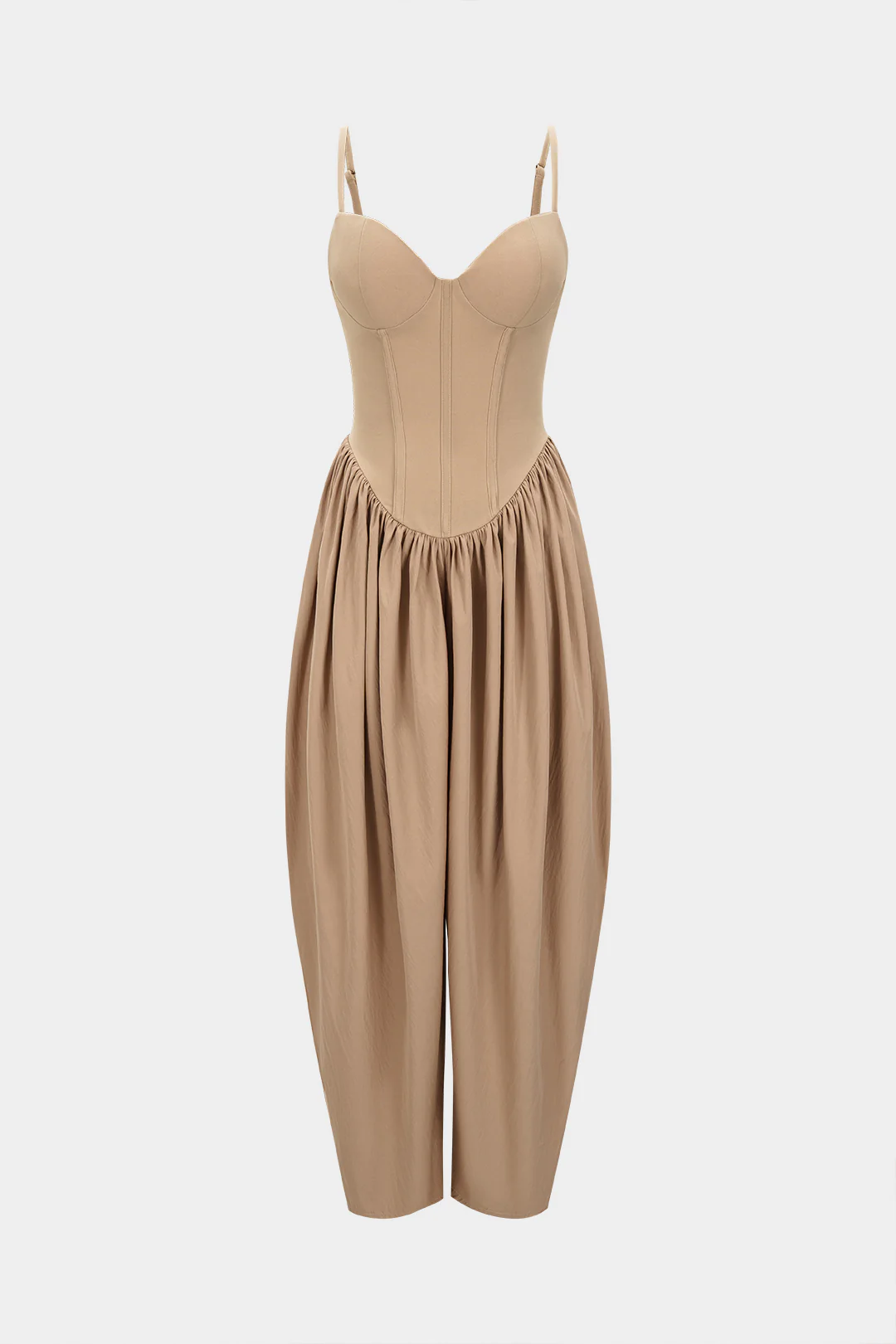 Solid Corset Ruched Slip Sleeveless Jumpsuit - Weenar
