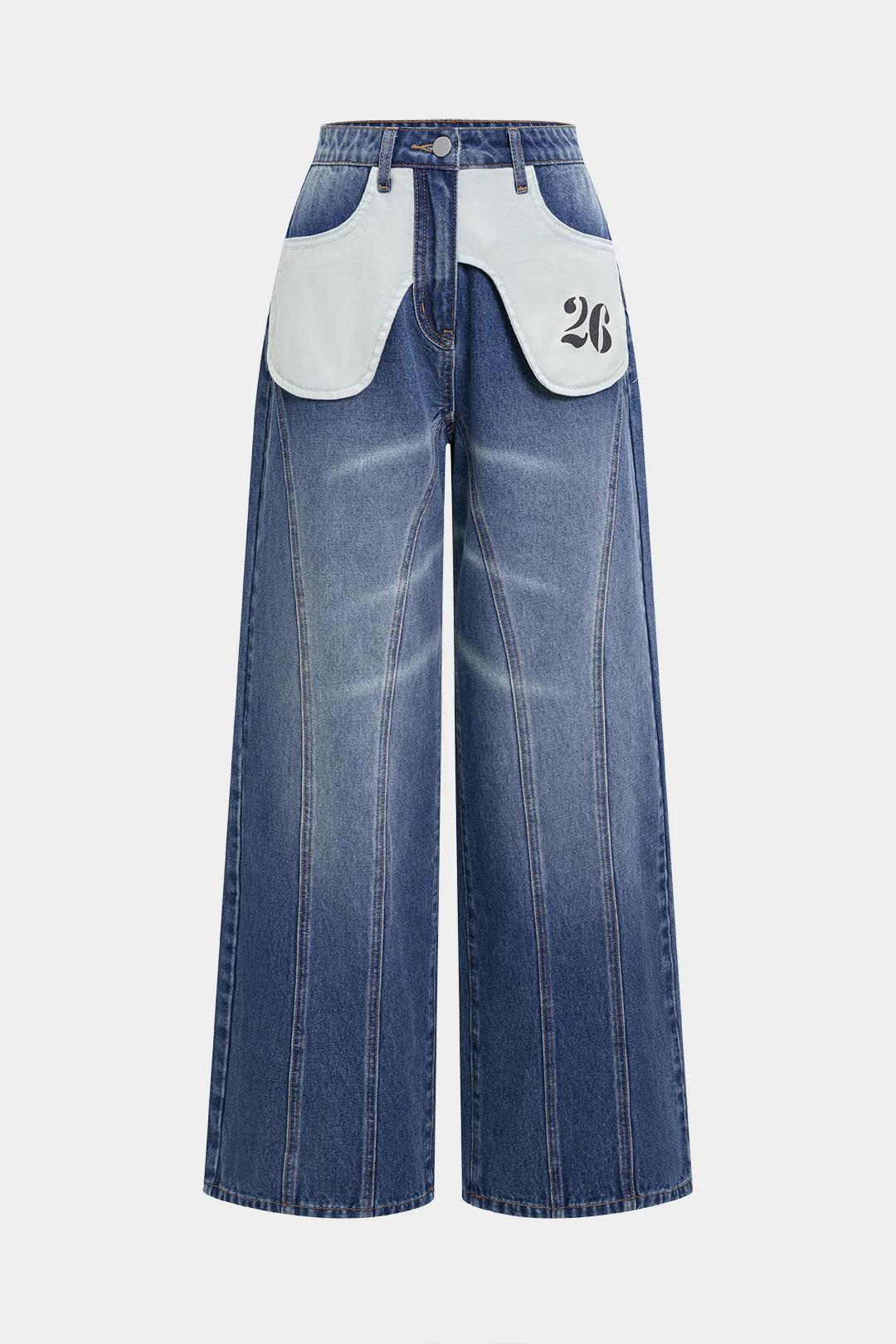 Denim Patchwork High Waist Jeans - Weenar
