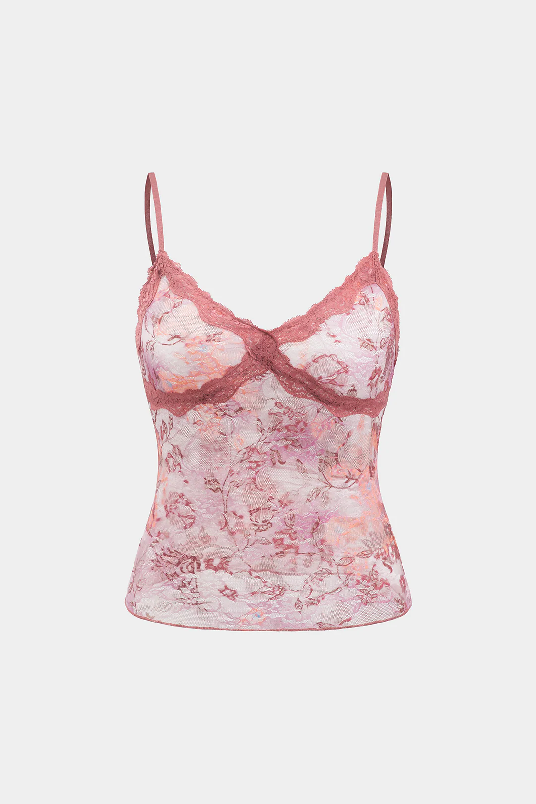 Lace Trim Ditsy Floral Print Cami Top - Weenar