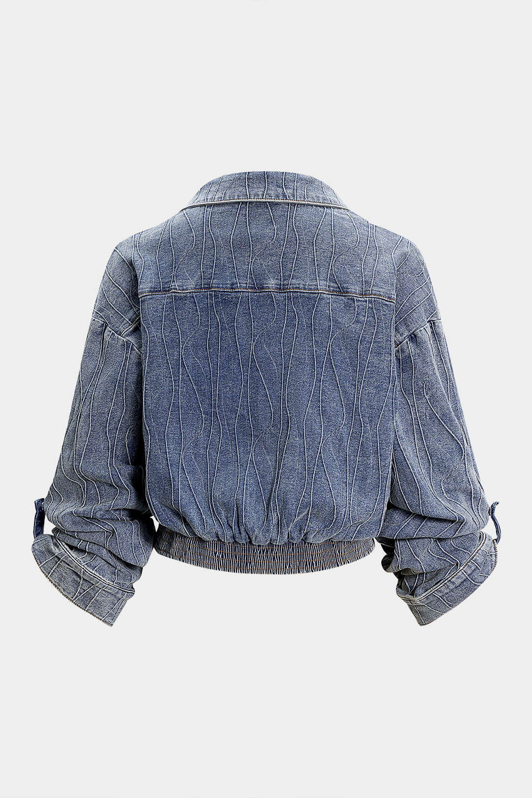 Denim Button Smocked Ruched Outerwear - Weenar