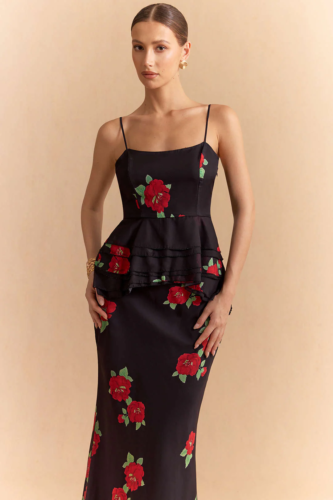 Floral Print Chiffon Ruched Zipper Slip Cami Top - Weenar