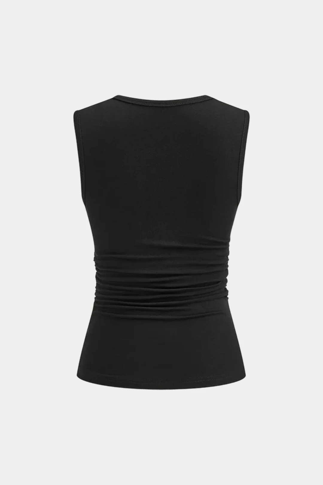 Solid Ruched Asymmetrical Buckle Detail Tank Top - Weenar