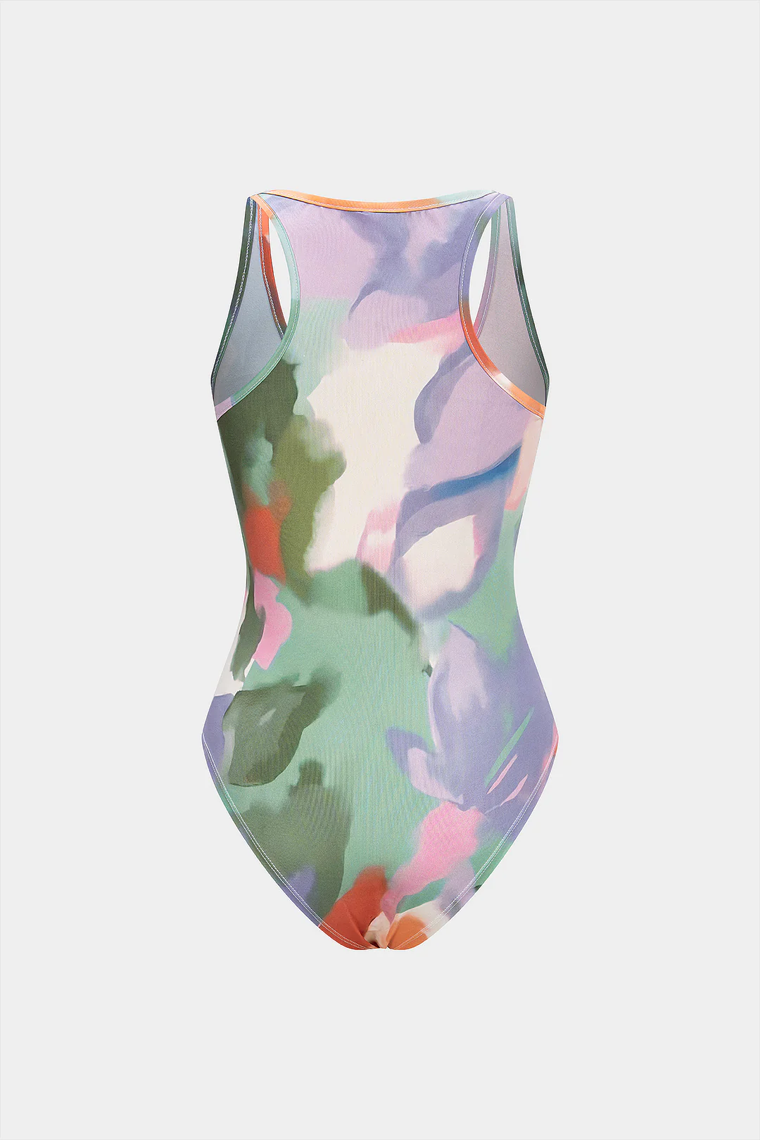 Watercolor Print Round Neck Sleeveless Bodysuit - Weenar