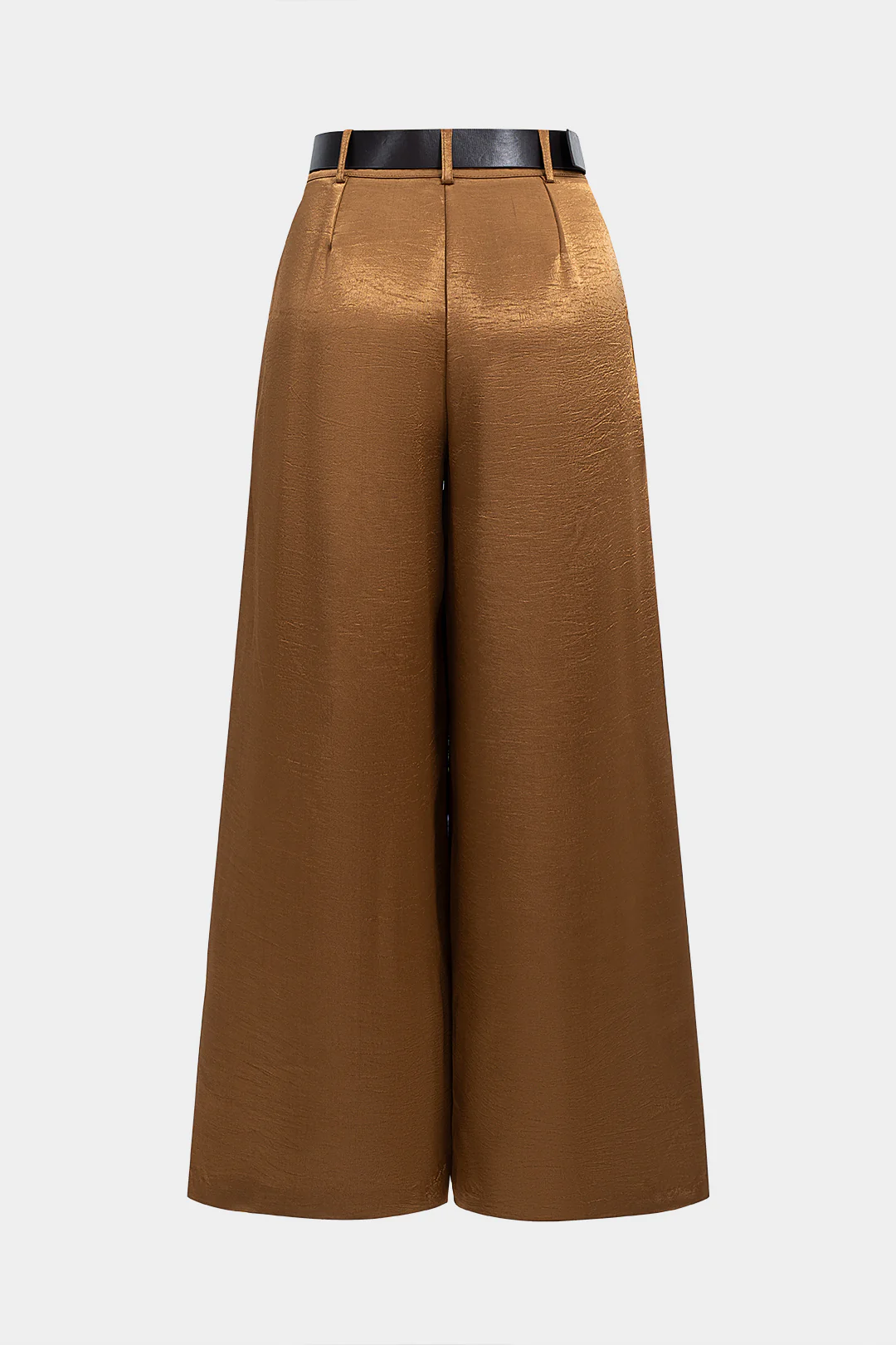 Satin Belted High Waist Trousers - Weenar