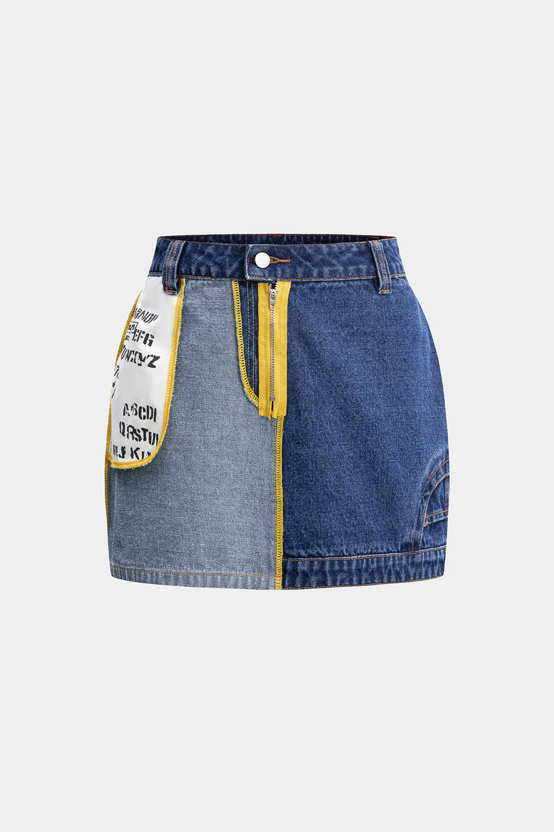 Contrast Denim Patchwork Skirt - Weenar