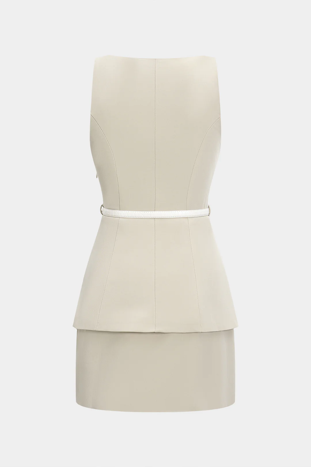 Pocket Sleeveless Mini Dress With Belt - Weenar