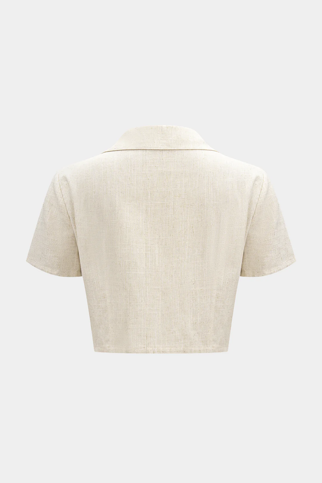 Linen V-Neck Button Short-Sleeve Shirt - Weenar