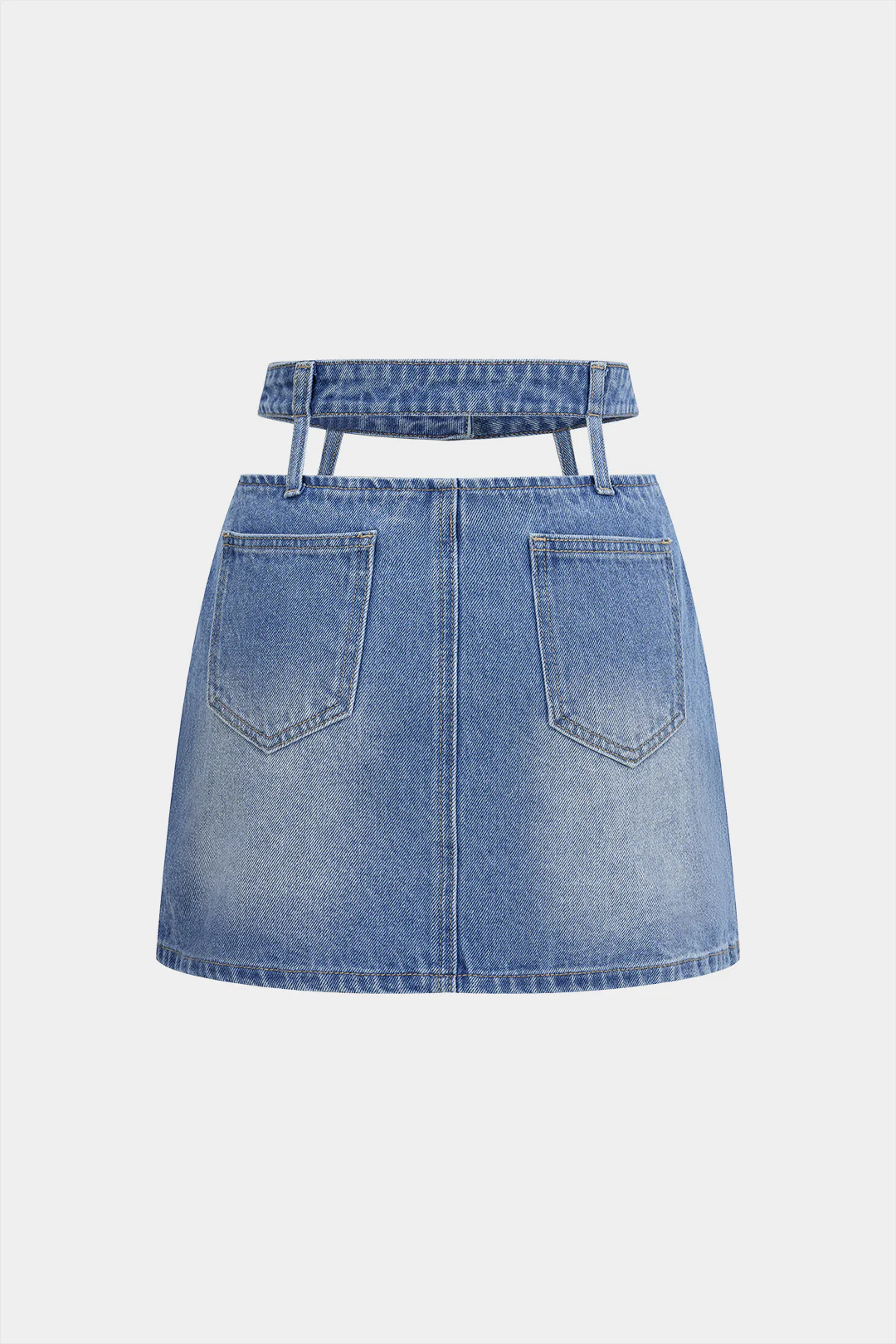Denim Zipper Cut Out Pocket Mini Skirt - Weenar
