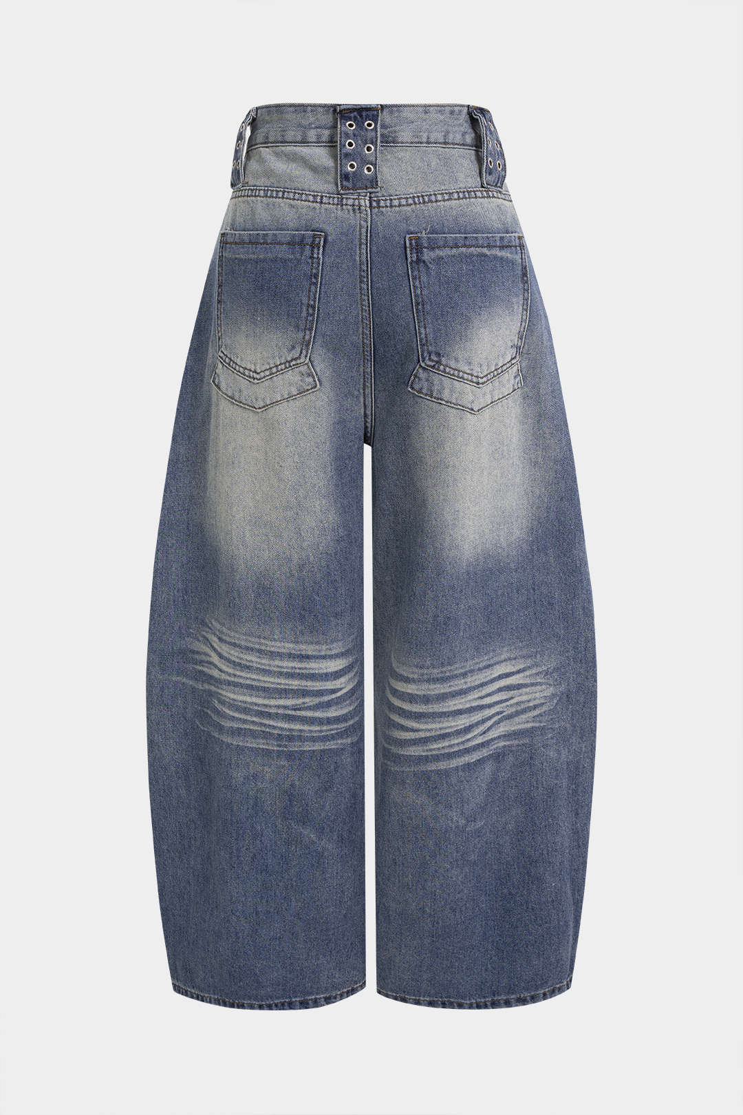 Denim Eyelet Wide Leg Jeans - Weenar
