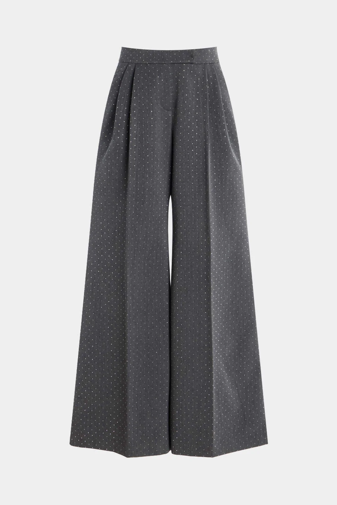 Diamond Print Rhinestone Pocket Wide Leg Trousers - Weenar