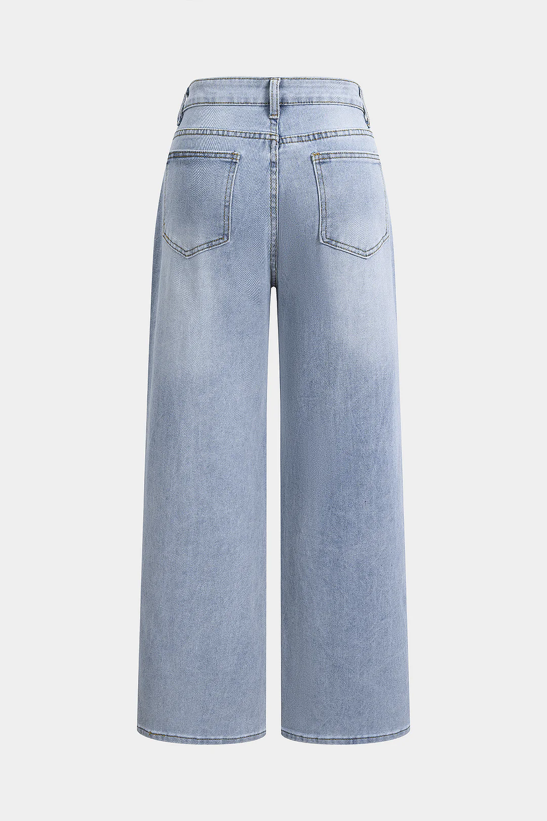 Denim Crossed Tie-Up Pocket Straight Leg Jeans - Weenar