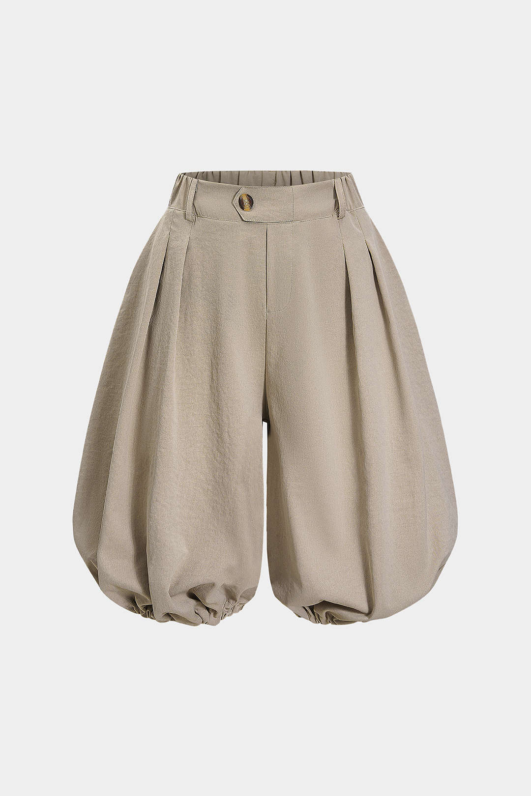 Solid Ruched Lantern Shorts - Weenar