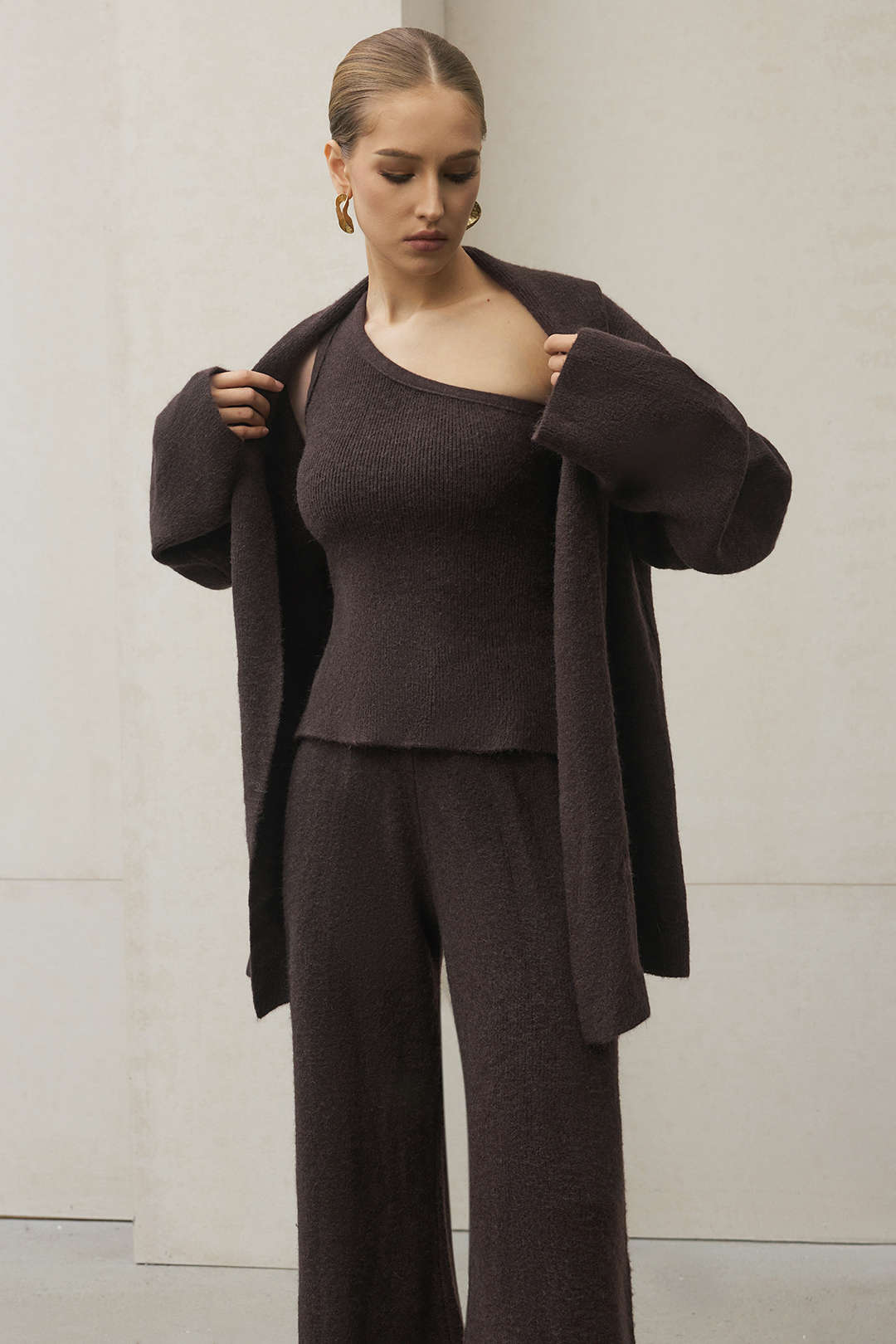 3PC Asymmetrical Tank Top And Wide Leg Pants Set - Weenar