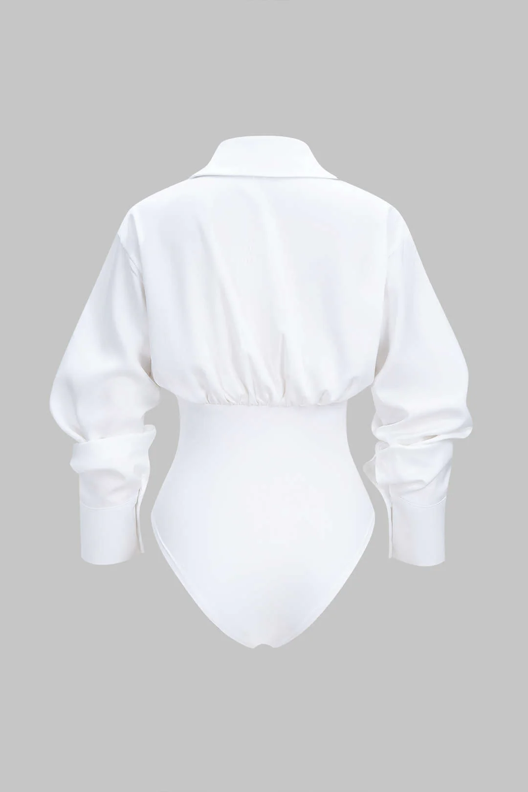 Solid Patchwork Long Sleeve Bodysuit - Weenar