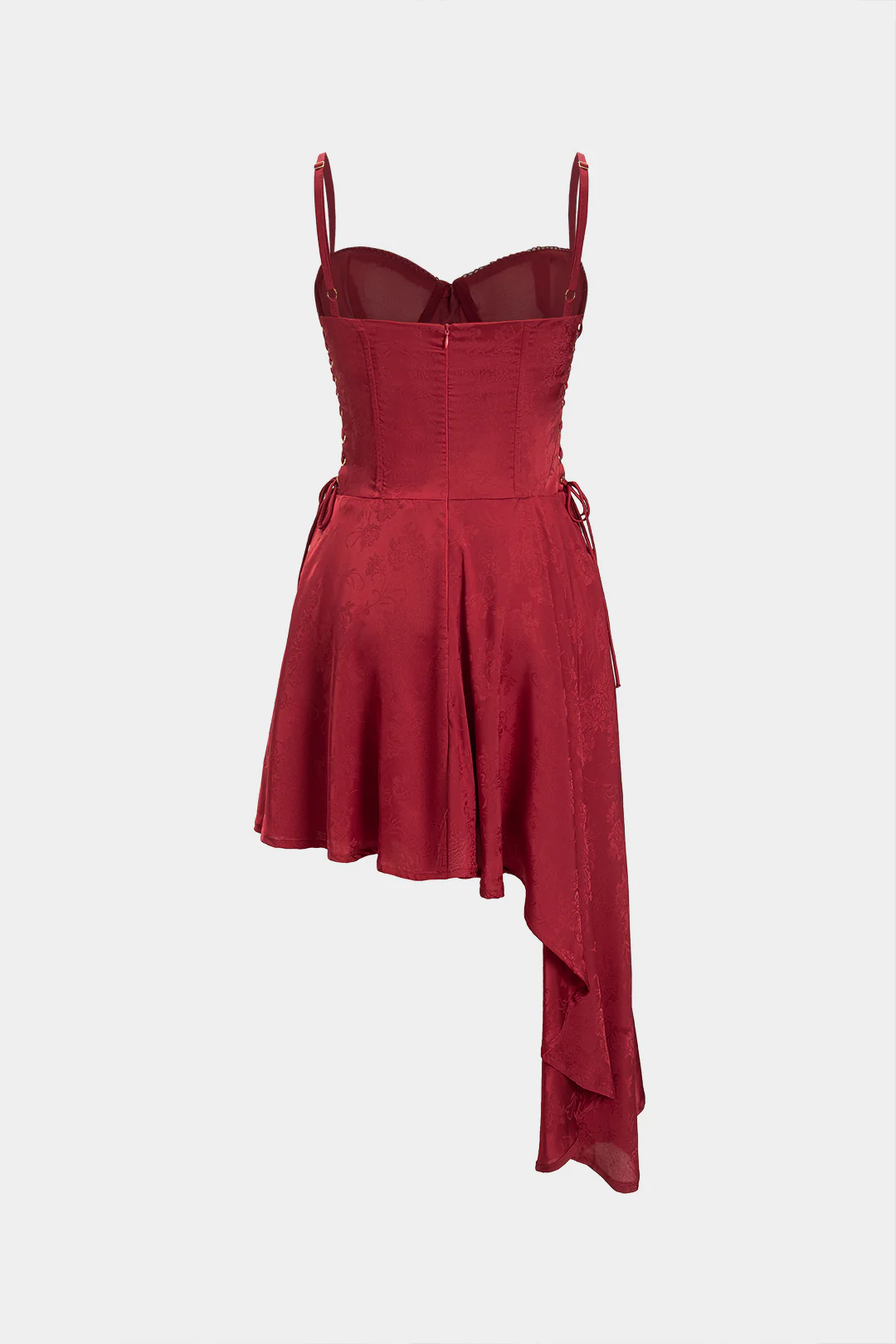 Jacquard Bustier Slip Asymmetrical Sleeveless Midi Dress - Weenar