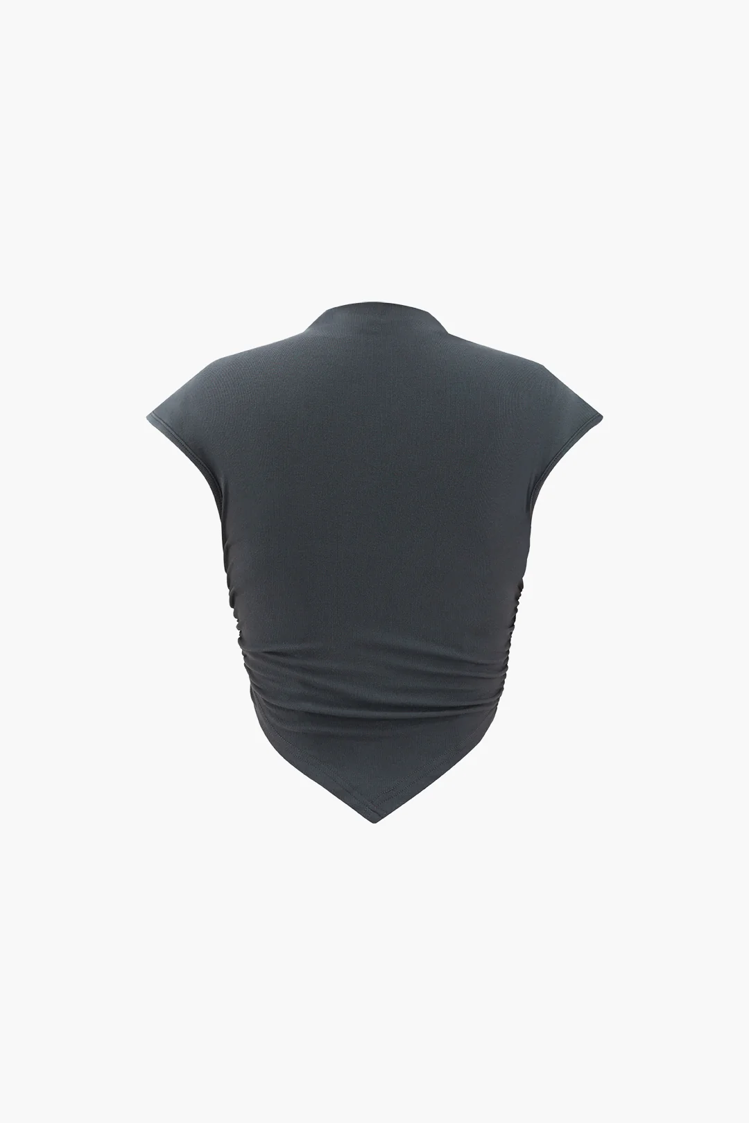 Round Neck Irregular Ruched Short Sleeve T-Shirt - Weenar