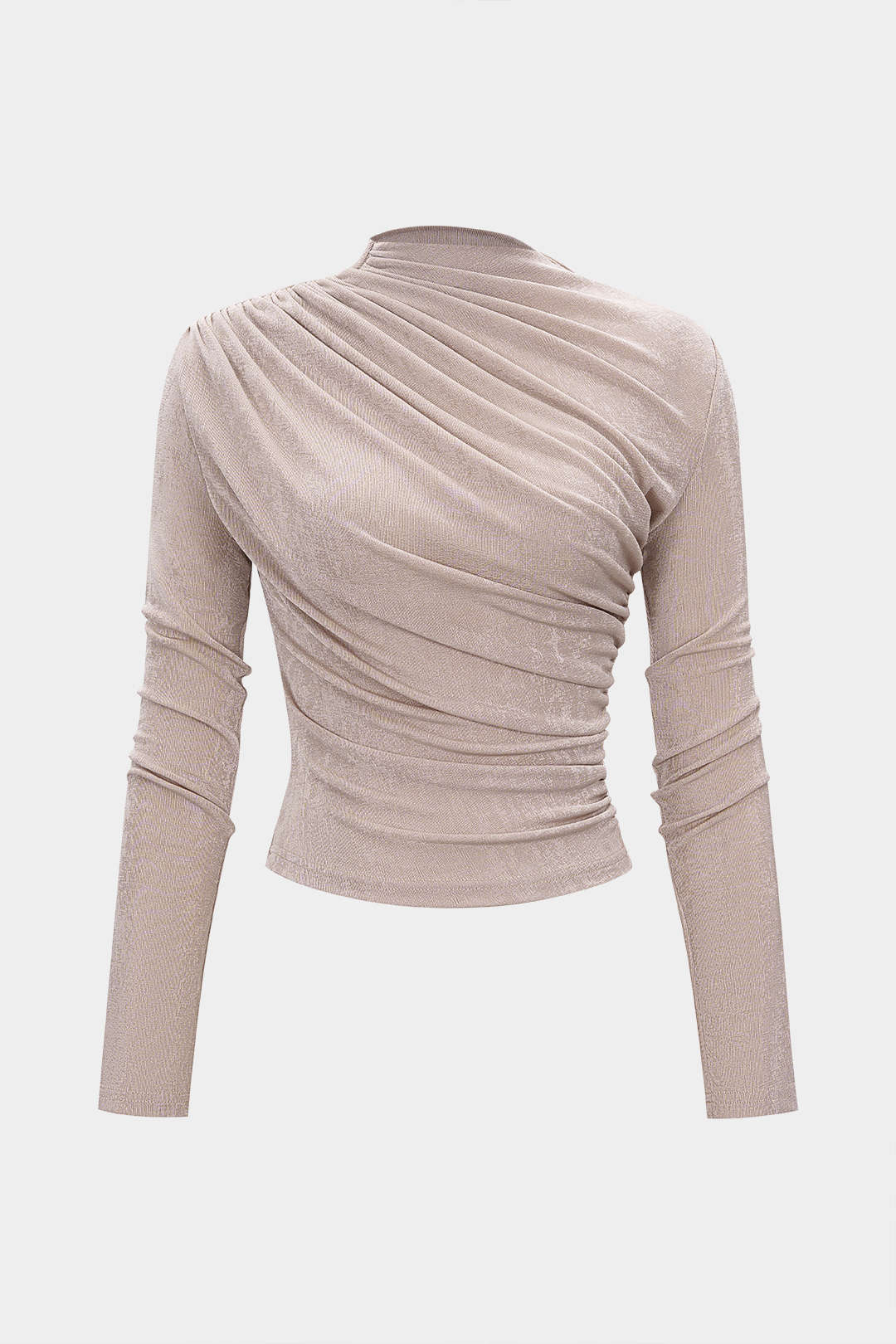Ruched Wrinkle Long Sleeve Top - Weenar